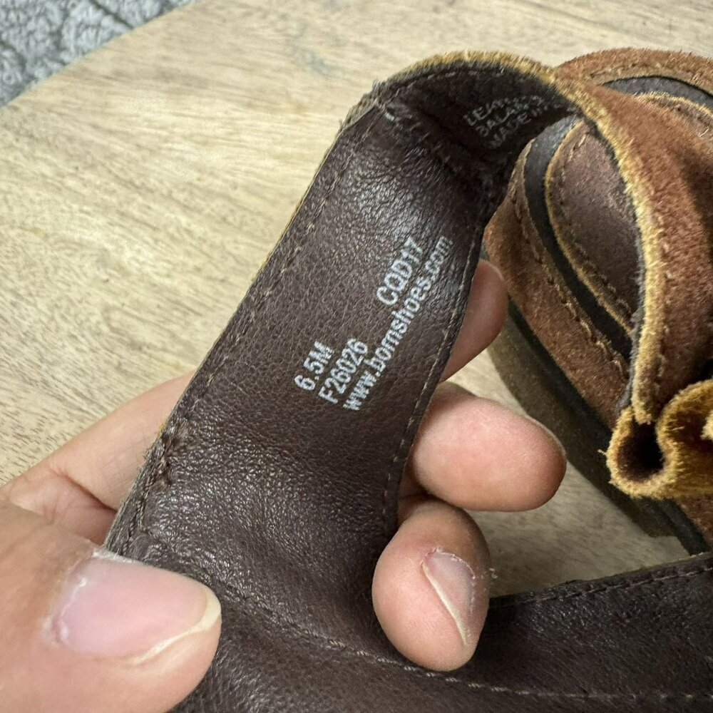 Born Rustic Brown Leather Ankle Boots With Buckle & Block Heel Size 6.5 - Picture 6 of 11